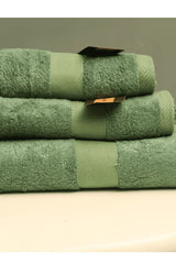 Prev Next Green Cotton Towel Set – Pack of 3, Soft & Absorbent