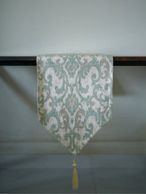 Frosted Green Filigree Table Runner
