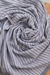 Cotton Stripe Bath Towel Set – Pack of 2 (Light Grey & Blue Dark)