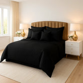 BLACK STRIPE SUMMER COMFORTER SET- 8 Pcs