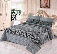 LITE GRAY PRINTED PURE COTTON BEDSHEET ASH-4007