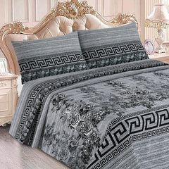 LITE GRAY PRINTED PURE COTTON BEDSHEET ASH-4007