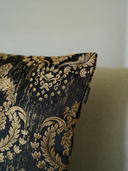 Camilla Golden & Black Floral Cushion Cover
