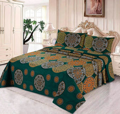 GREEN VERCASE PRINTED PURE COTTON BEDSHEET ASH-4007