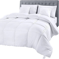 Soft White Quilted Comforter with Corner Tabs