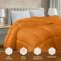 Soft Burnt Orange Quilted Comforter with Corner Tabs