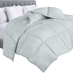 Soft Light Gray Quilted Comforter with Corner Tabs