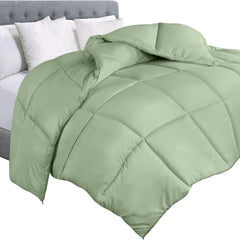 Soft Saga Green Quilted Comforter with Corner Tabs