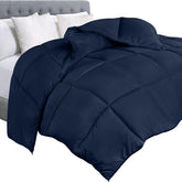 Soft Navy Blue Quilted Comforter with Corner Tabs