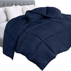 Soft Navy Blue Quilted Comforter with Corner Tabs