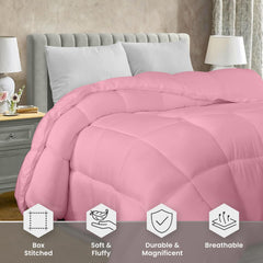 Soft Pink Quilted Comforter with Corner Tabs