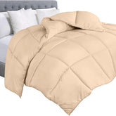 Soft Beige Quilted Comforter with Corner Tabs