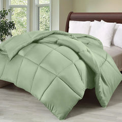 Soft Saga Green Quilted Comforter with Corner Tabs