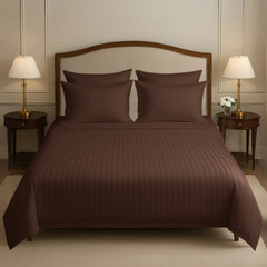 CHOCO SATIN STRIPE BEDSHEET SET - 8 PCS