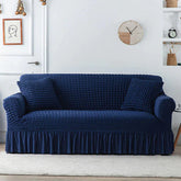 RUFFELED SUR SUCKER TURKISH SOFA COVER - Blue