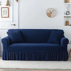 RUFFELED SUR SUCKER TURKISH SOFA COVER - Blue