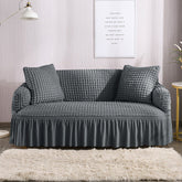 RUFFELED SUR SUCKER TURKISH SOFA COVER - Dark grey