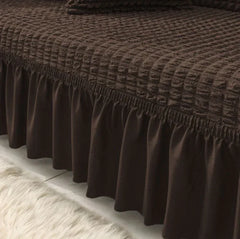 RUFFELED SUR SUCKER TURKISH SOFA COVER - Brown