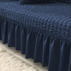 RUFFELED SUR SUCKER TURKISH SOFA COVER - Blue