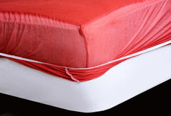 Terry Waterproof Mattress Protector - Maroon