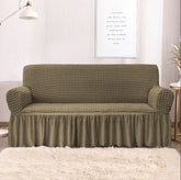 RUFFELED SUR SUCKER TURKISH SOFA COVER - Mouse Color