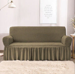 RUFFELED SUR SUCKER TURKISH SOFA COVER - Mouse Color