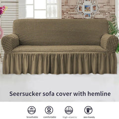 RUFFELED SUR SUCKER TURKISH SOFA COVER - Mouse Color