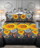 SUNFLOWER PRINTED PURE COTTON BEDSHEET ASH-4007
