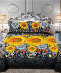 SUNFLOWER PRINTED PURE COTTON BEDSHEET ASH-4007