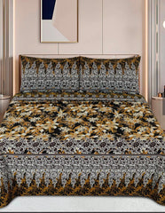 JASMINE DARK PRINTED PURE COTTON BEDSHEET ASH-4007