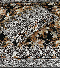 JASMINE DARK PRINTED PURE COTTON BEDSHEET ASH-4007