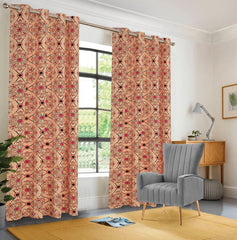 EXPORT COTTON DUCK PRINTED CURTAINS ECDPC-095 (Pair Of 2)