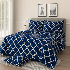 BLUE PURE COTTON COMFORTER SET-6PCS