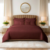 MAROON STRIPE SUMMER COMFORTER SET- 8 Pcs