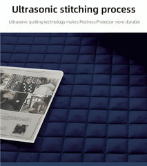 Quilted Cotton Waterproof Mattress Protector - Blue