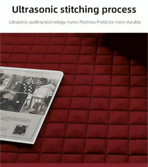 Quilted Cotton Waterproof Mattress Protector - Maroon