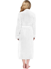 WHITE Unisex Soft Plush Fleece Hooded Bathrobe with slipper