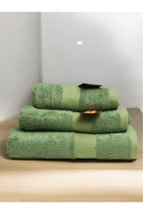 Prev  Next  Green Cotton Towel Set – Pack of 3, Soft & Absorbent