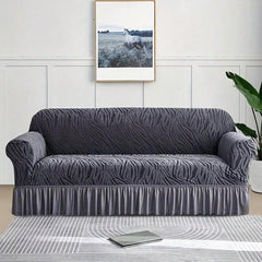 Zebra Velvet Turkish Sofa Cover - Grey